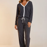 Dallas Peachy Jersey Lounge Set Charcoal