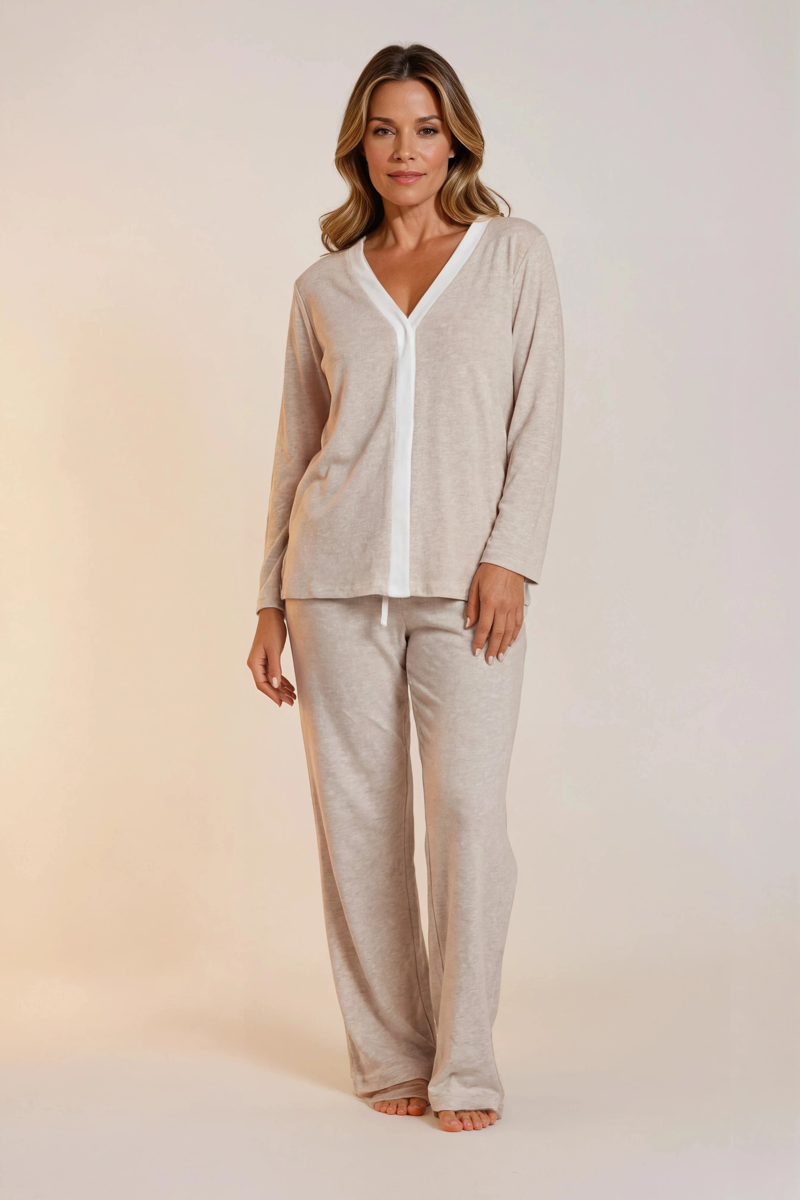 Dallas Peachy Jersey Lounge Set Oatmeal