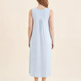 Kate Modal Soft Pleat Front Maxi Nightie Winter Blue