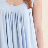 Kate Modal Soft Pleat Front Maxi Nightie Winter Blue