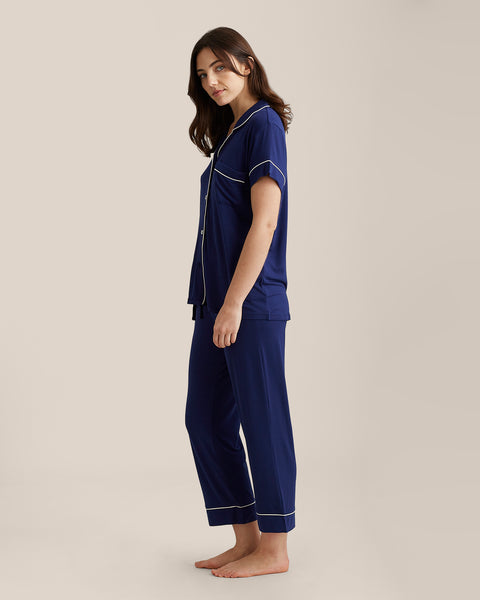 Kate Modal Soft Crop PJ Set Navy