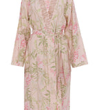 Sally Cotton Modal Floral Long Sleeve Robe Peach