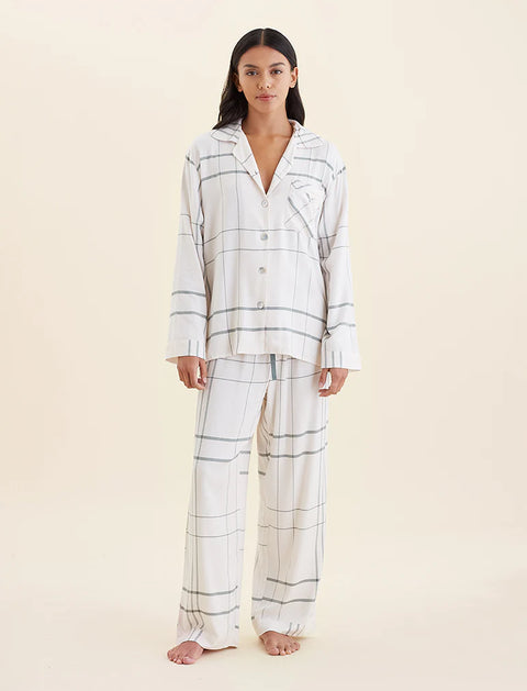 Comfy Plaid PJ Almond/Moss