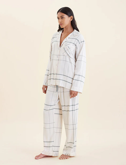 Comfy Plaid PJ Almond/Moss