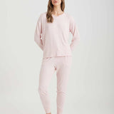 Feather Soft V-Neck Long Sleeve Top and Jogger Papinelle Pink/Cream