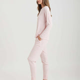 Feather Soft V-Neck Long Sleeve Top and Jogger Papinelle Pink/Cream