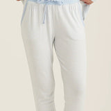 Close-up of the elastic waistband and drawcord on the Feather Soft jogger pants, showcasing brushed fabric texture.