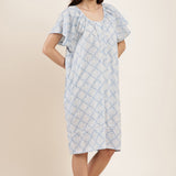 Coastal Mosiac Cap Sleeve Nightdress Drift Blue