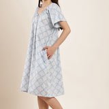 Coastal Mosiac Cap Sleeve Nightdress Drift Blue