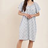 Coastal Mosiac Cap Sleeve Nightdress Drift Blue