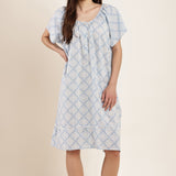 Coastal Mosiac Cap Sleeve Nightdress Drift Blue