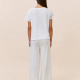 Jada Organic Cotton Knit Boxy Tee & Wide Leg Pant White/Navy Spot