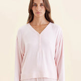 Amira Feather Soft Henley PJ Set Papinelle Pink/Teal