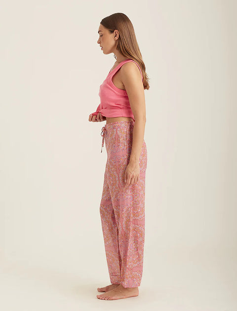 Ines Relaxed Silk/Cotton Pant French Rose