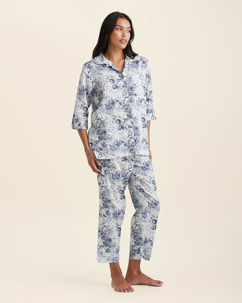 Toile De Jouy Crop PJ Set French Blue