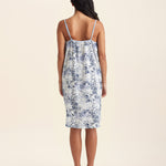 Back view of Papinelle Toile De Jouy Strappy Nightie in cotton print, highlighting soft drape and flexible strap design.