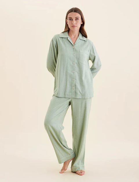 Super Soft Brushed Cotton PJ Set Winter Green
