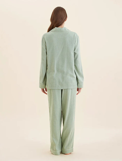 Super Soft Brushed Cotton PJ Set Winter Green