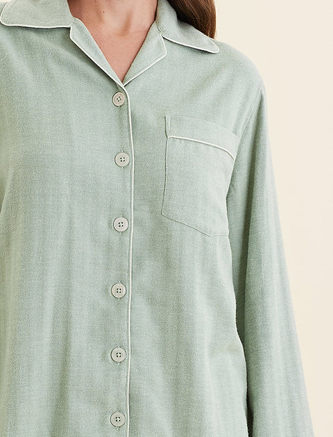 Super Soft Brushed Cotton PJ Set Winter Green