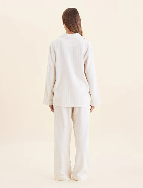 Super Soft Brushed Herringbone PJ Set Oatmeal