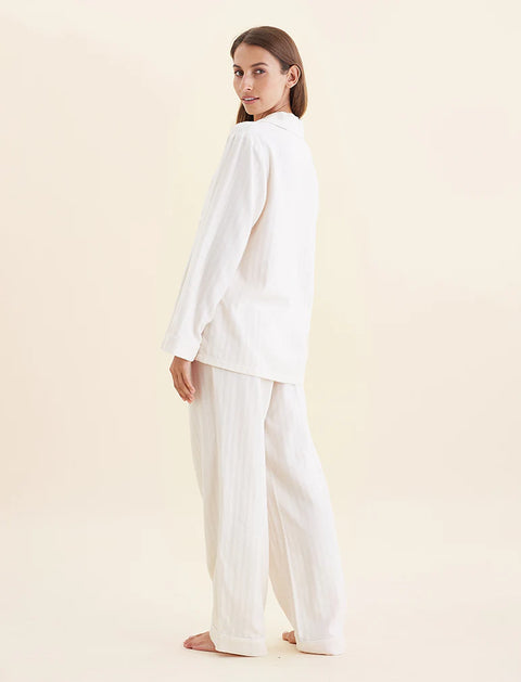 Super Soft Brushed Herringbone PJ Set Oatmeal