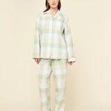 Organic Cotton Plaid Long PJ Set Tea Green