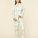 Organic Cotton Plaid Long PJ Set Tea Green