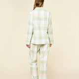 Organic Cotton Plaid Long PJ Set Tea Green