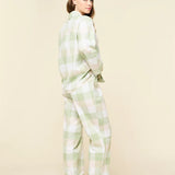 Organic Cotton Plaid Long PJ Set Tea Green