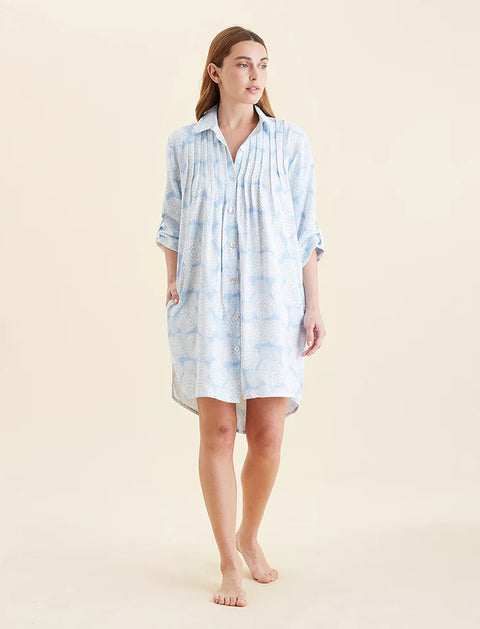 Snowball Cosy Pleat Front Nightshirt Winter Blue