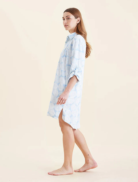 Snowball Cosy Pleat Front Nightshirt Winter Blue
