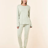 Pia Top & Jogger Set Fern Green/Ecru Stripe