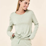 Pia Top & Jogger Set Fern Green/Ecru Stripe