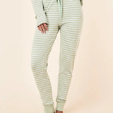 Pia Top & Jogger Set Fern Green/Ecru Stripe