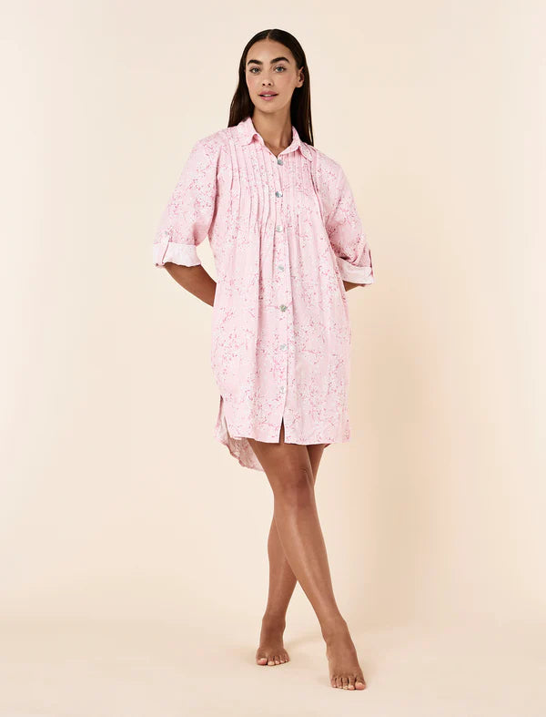 Cheri Blossom Cosy Pleat Front Nightie Parfait Pink
