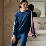 Cosy Kate Stripe LS Top and Wide Leg Pant Pageant Blue