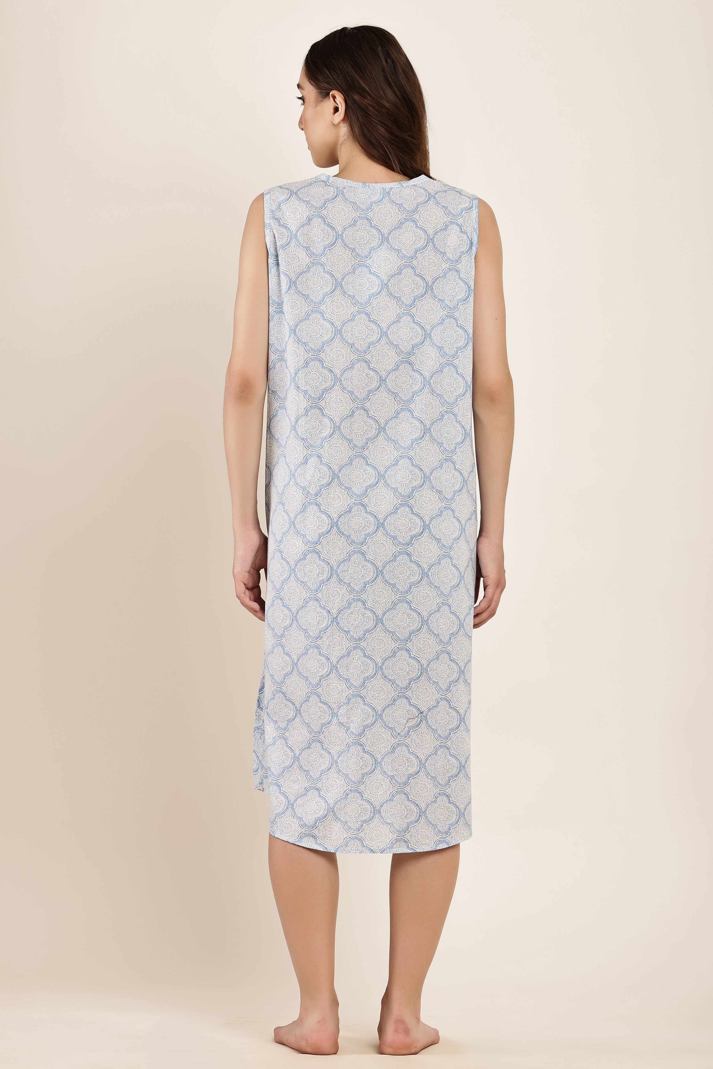 Coastal Mosiac Sleeveless Nightdress Drift Blue