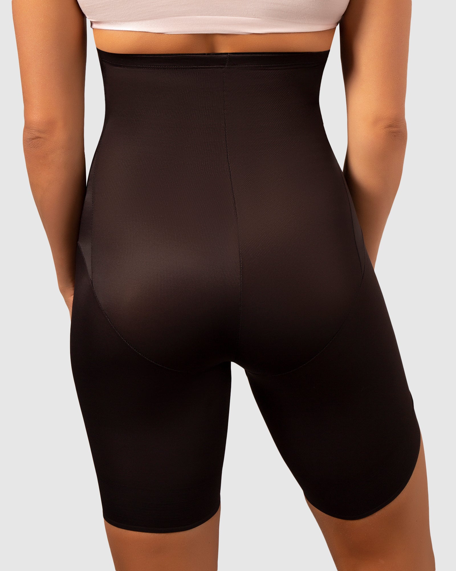 Miracle Suit High Waist Shapewear with long leg in black colour in close up back view