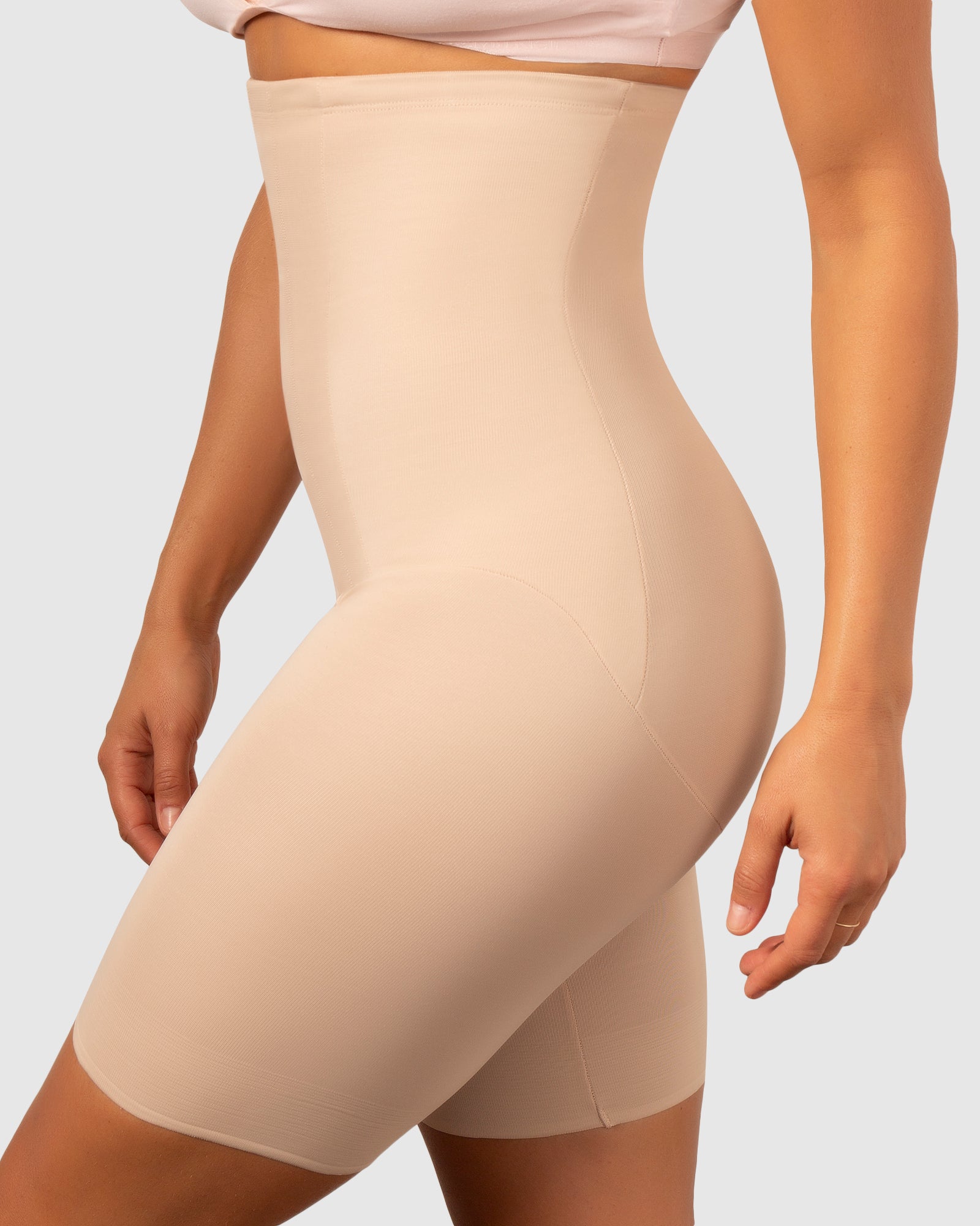 miracle suit high waist long leg shapewear garment for women in nude side view