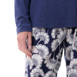 Japanese Floral Flannelette Ski PJ Set Navy