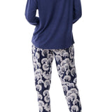 Japanese Floral Flannelette Ski PJ Set Navy