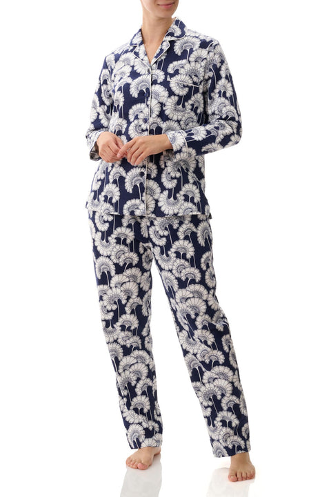 Florence Braodhurst Japanese fan print brushed cotton PJ set. Flannelette PJs