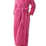 Dimple Fleece Long Wrap Robe Rose