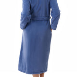 Dimple Fleece Mid Button Gown Blueberry