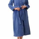Dimple Fleece Mid Button Gown Blueberry