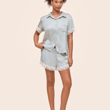 Annabelle Satin Lace Boxer PJ Set Sage