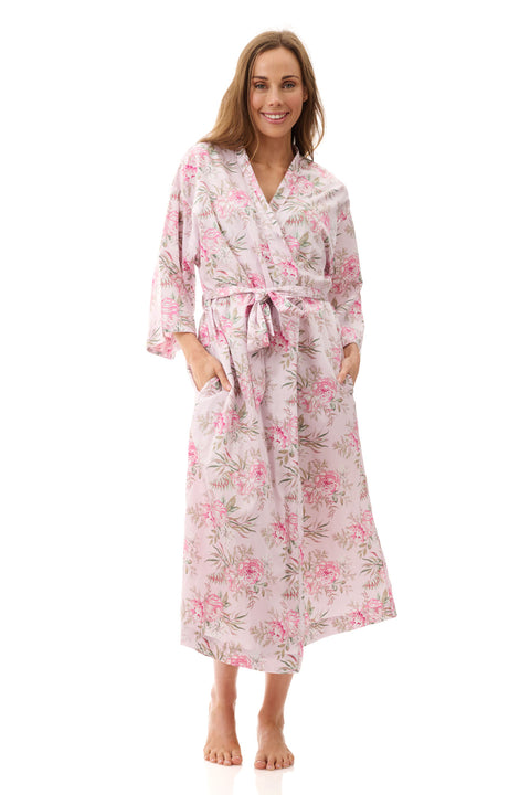 Lauren Cotton Mid Wrap Gown Pink