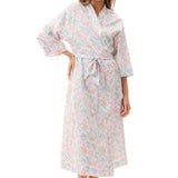 Pia Cotton Mid Wrap Gown Lilac/Lagoon