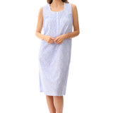 Bonnie Cotton Knit Sleeveless Short Nightie Blue