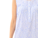 Bonnie Cotton Knit Sleeveless Short Nightie Blue